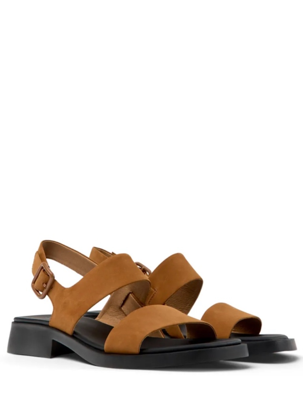 Camper Dana Slingback Square Toe Sandals, Camel Brown Leather Women's 38 US 7.5